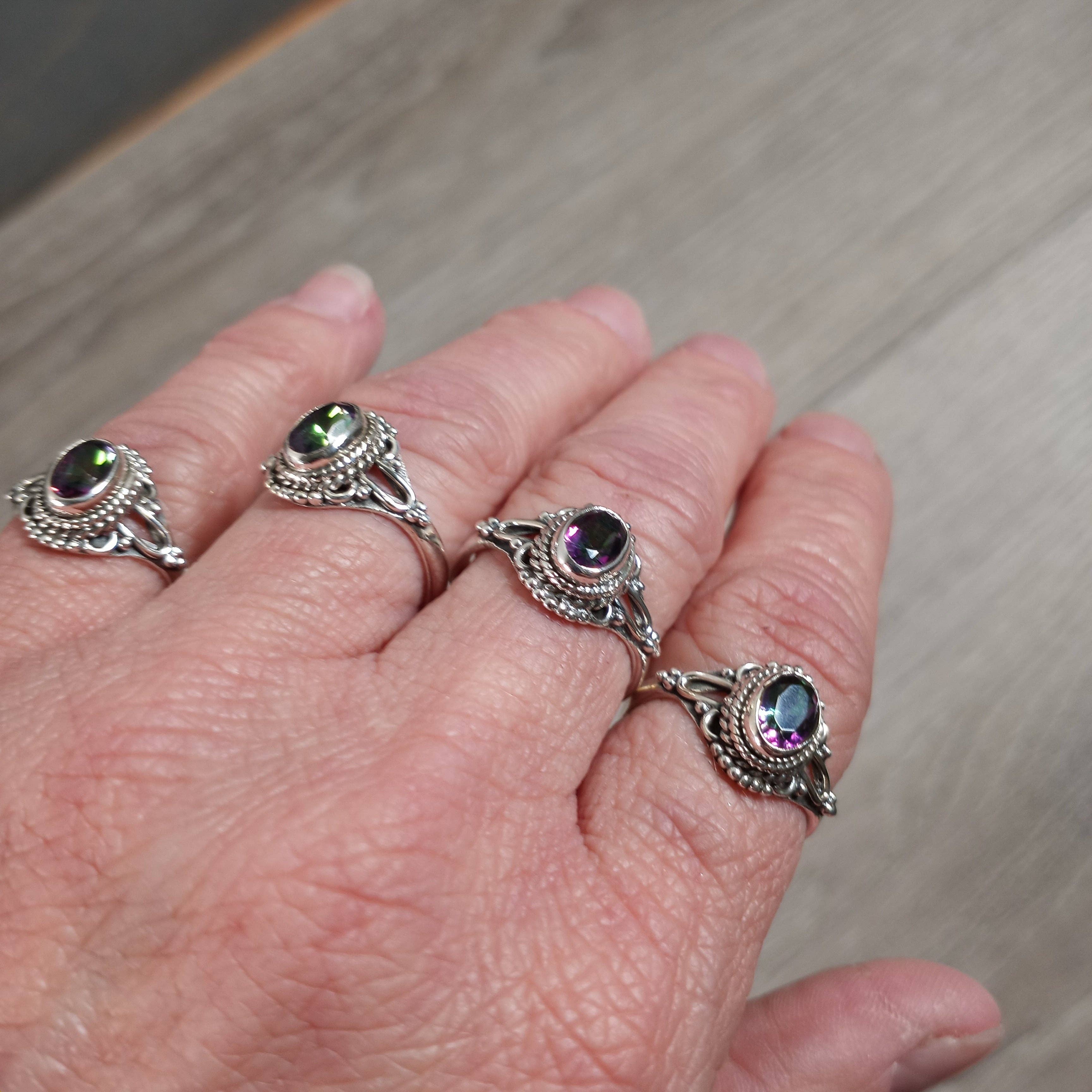 Keystone Crystals - Wholesale Cocktail/Statement Ring - Gemstone Ring Sterling Silver 925 Dainty Vintage1