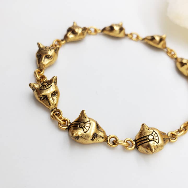 Discoveries, Inc. – Großhandel Glieder- & Kettenarmband – Ägyptisches Katzenkopf-Armband - Gold - Bastet-Göttin4