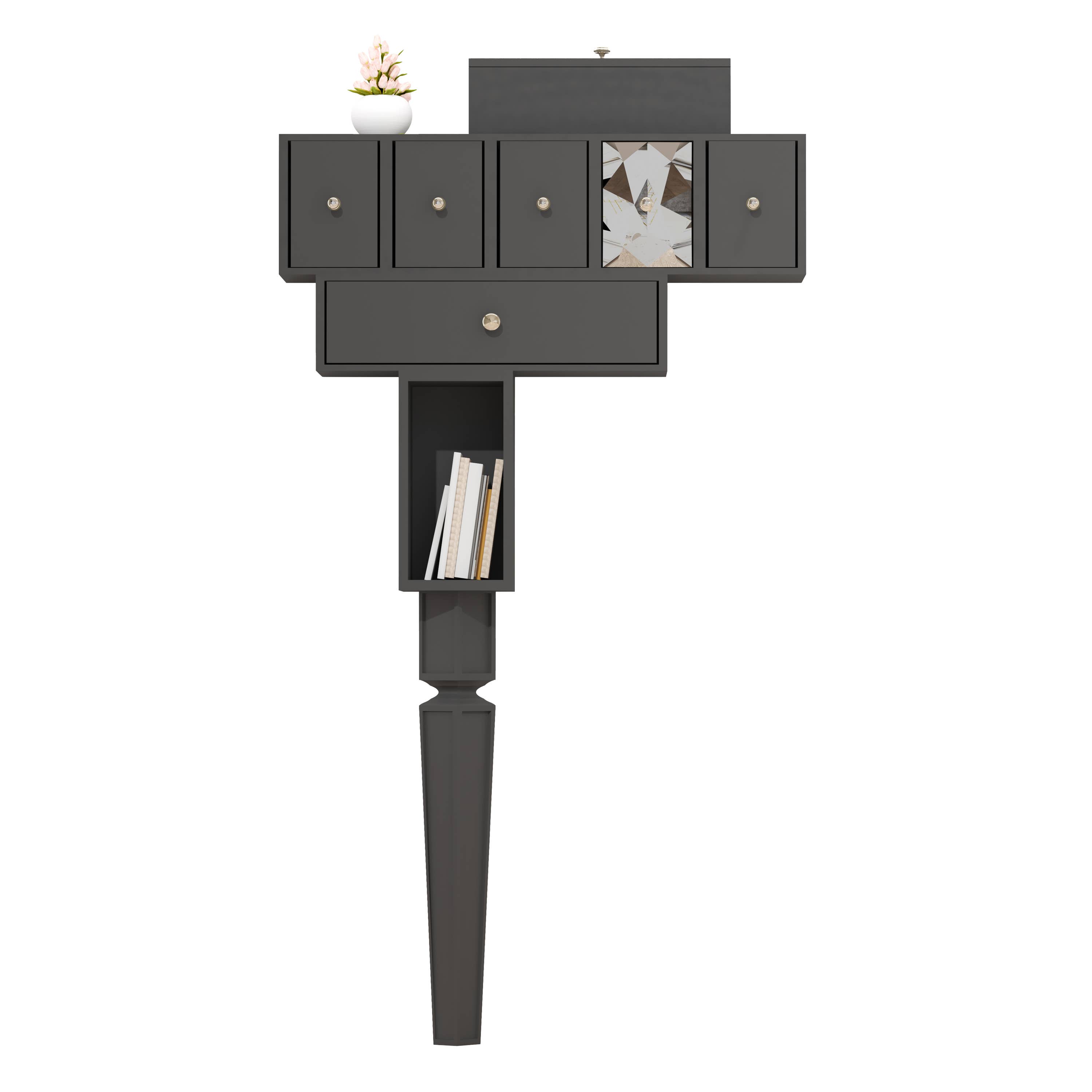 Onn Studio By Merit Home - Vente Console - Console à une jambe avec 5 tiroirs - meuble d'artisanat18