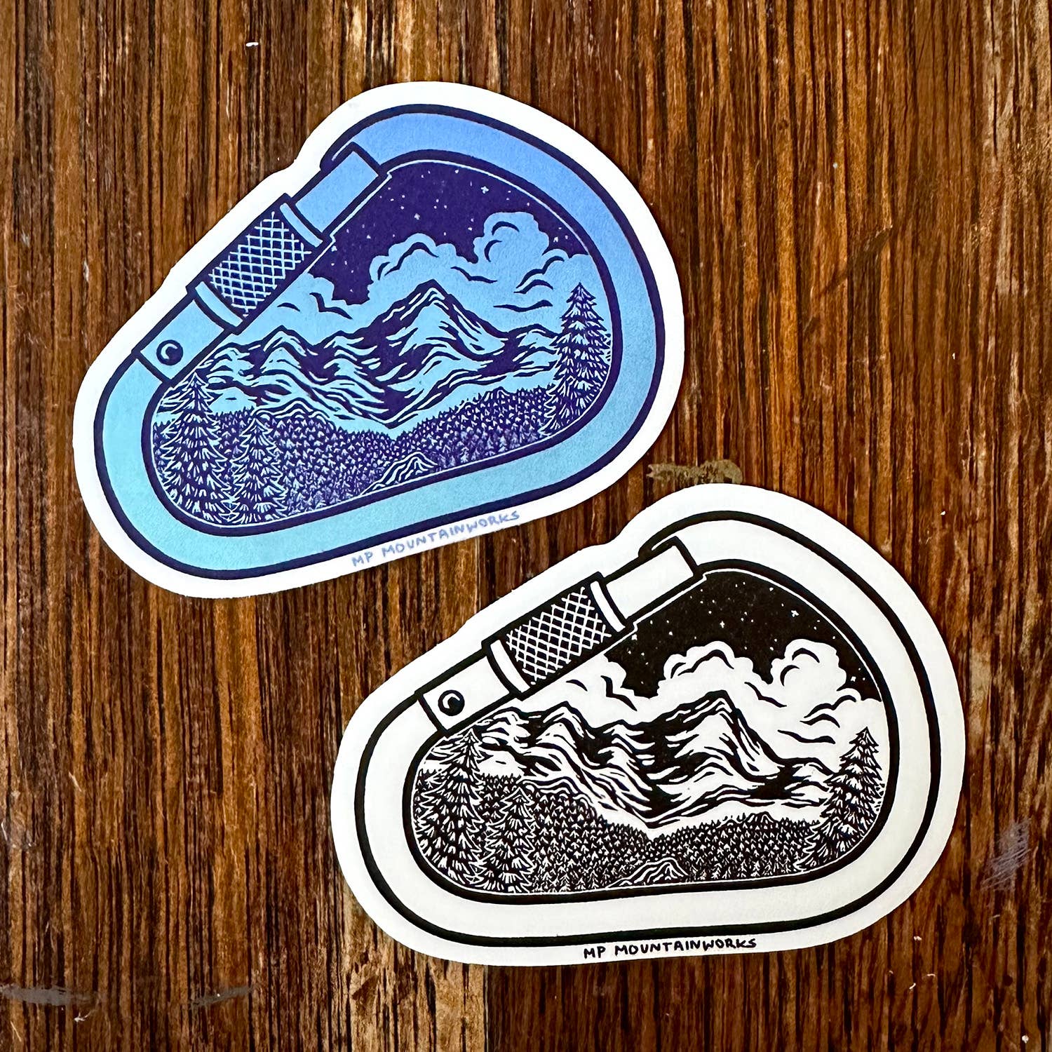 MP Mountainworks - Wholesale Sticker - Mountain Carabiner Vinyl Sticker0