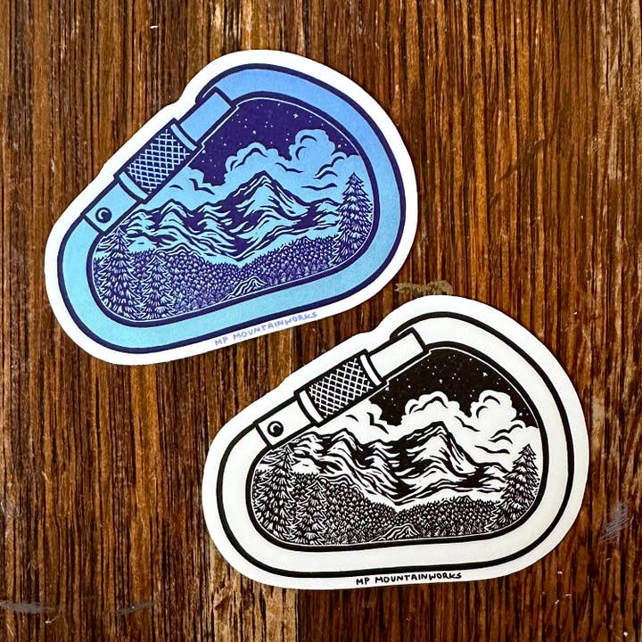 MP Mountainworks - Wholesale Sticker - Mountain Carabiner Vinyl Sticker