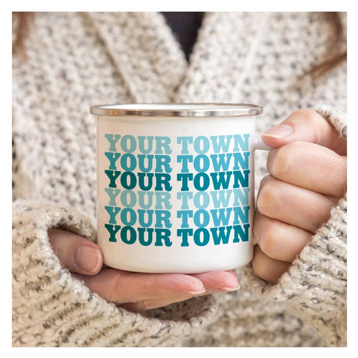 Rock Scissor Paper - Wholesale Coffee Mug - Personalized City Camp Mug - Supergraphics Repeat Name Drop
