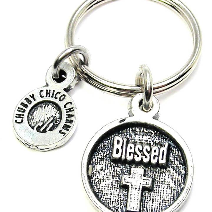 Blessed Circle With Cross Key Chain Faith Prayer Religion for wholesale by Chubby Chico Charms