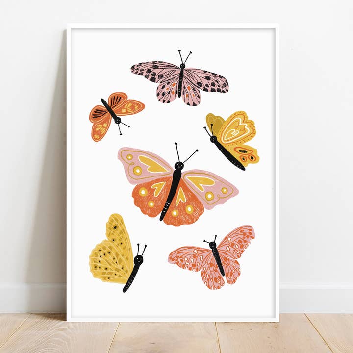 Lauren Sissons Studio - Wholesale Art print - Illustrated Butterflies Print - Cute Wall Art Modern Nursery