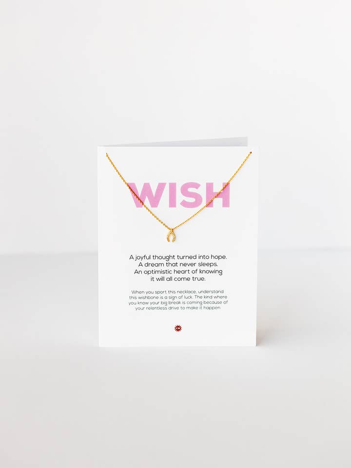 WISH | Gold necklace with CZ wishbone pendant for wholesale by CHEEKYBOOM