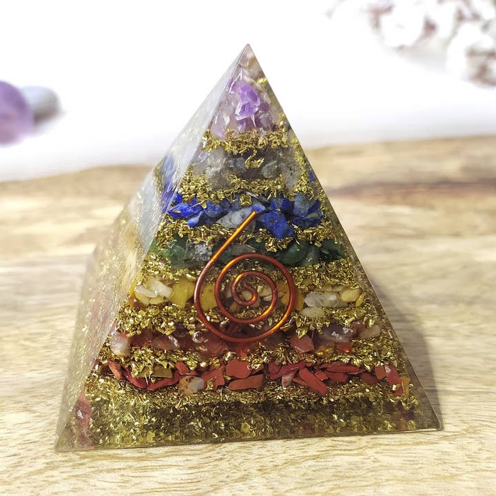 Orgone Pyramid | 7 Chakra Pyramid | Crystal Energy Pyramid for wholesale by Soothing Crystals