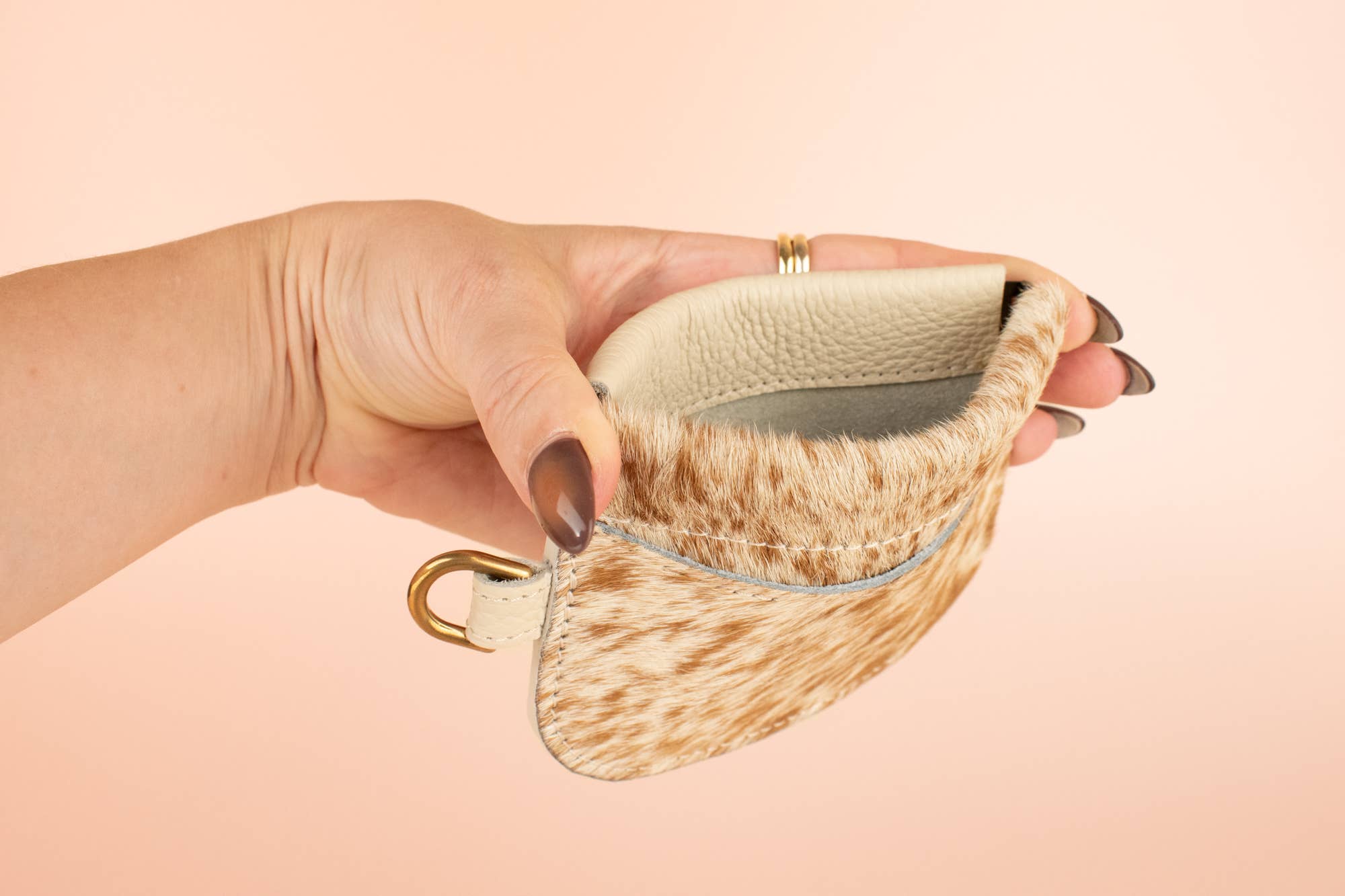 Cold Gold - Wholesale Card Holder - Women's - Hair-on-Hide Leather Wallet, Slim Western Wallet3