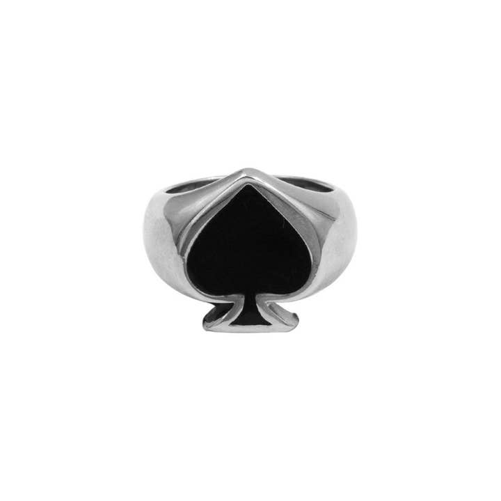 Awaken - Wholesale Signet Ring - Ace of Spades Black Artisan Ring - A-4854