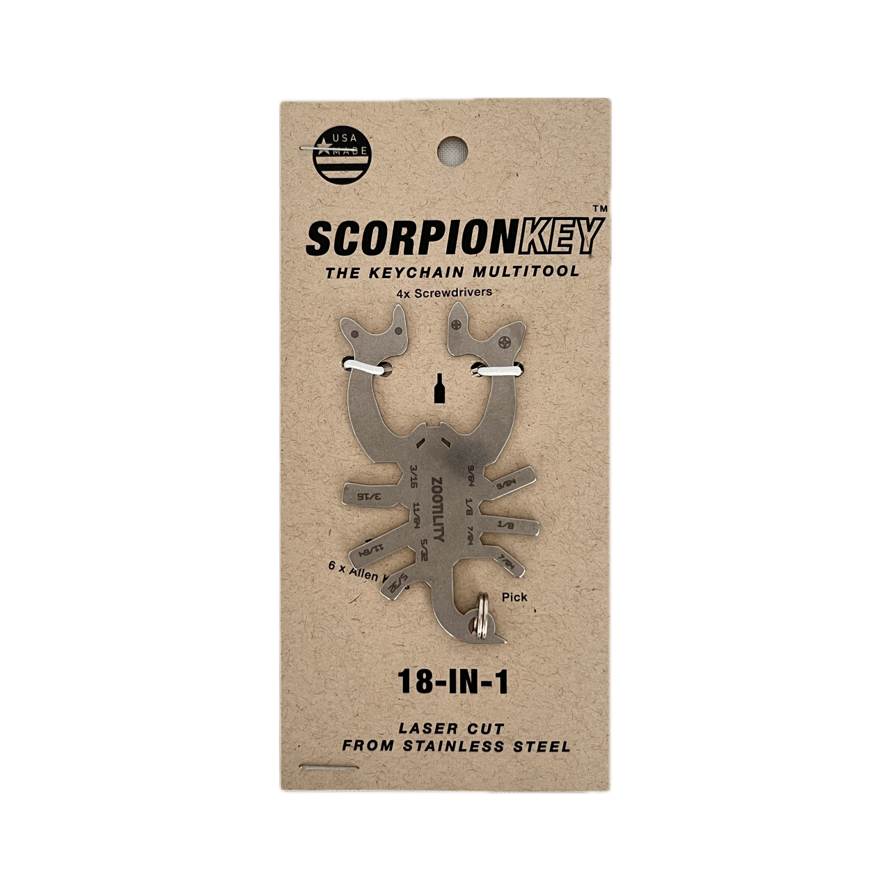 Zootility - Vente Porte-clés – unisexe - Porte-clés multi-outils 18 en 1 Scorpion Key1
