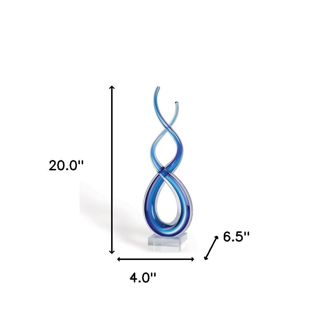 HomeRoots - Venta al por mayor Escultura - Escultura abstracta de cristal de Murano transparente y azul de 20 pulgadas2