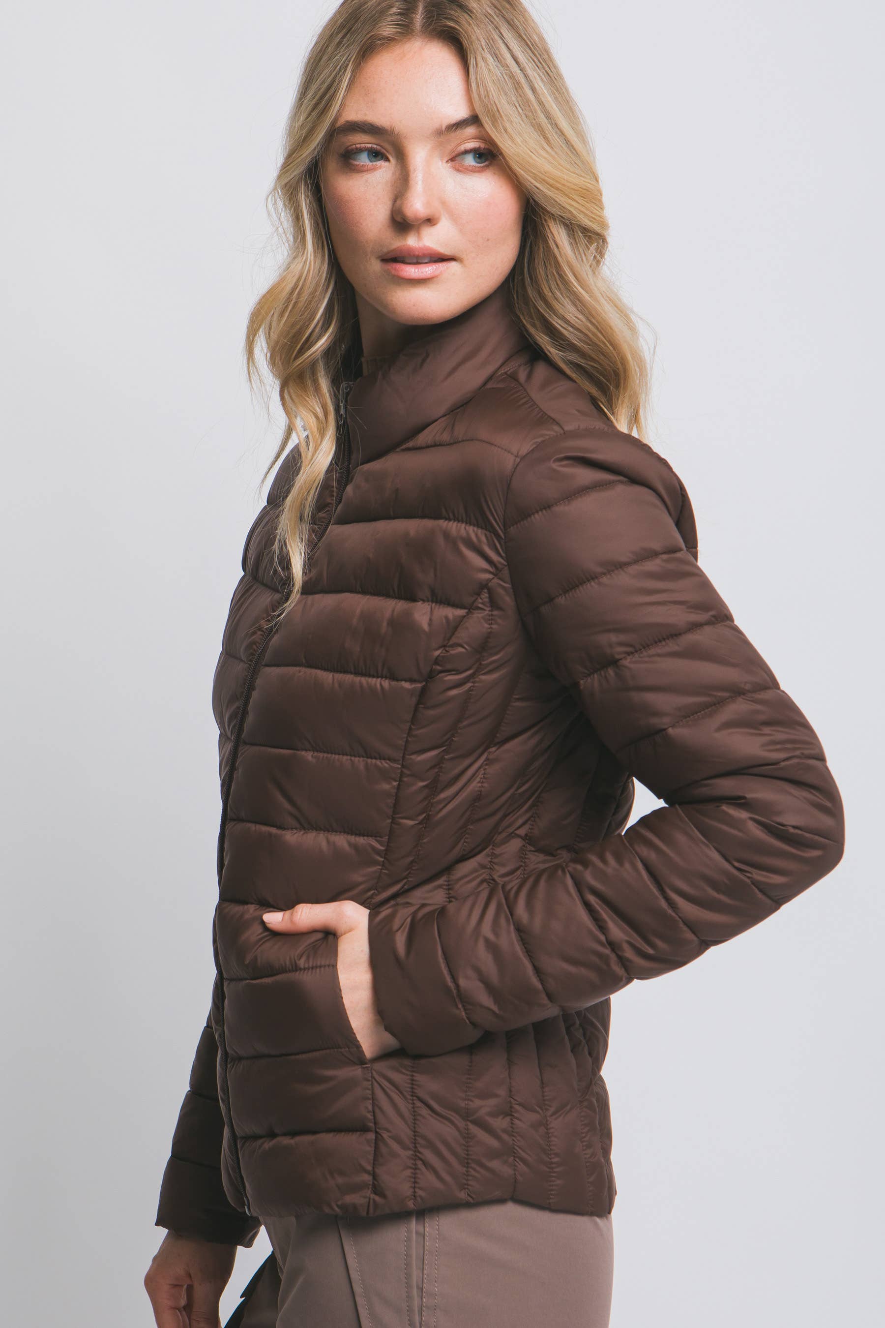 Peace Love Line - Wholesale Puffer Jacket - Women's - PL4300 - LT WEIGHT LONG SLEEVE PUFFER JACKET24