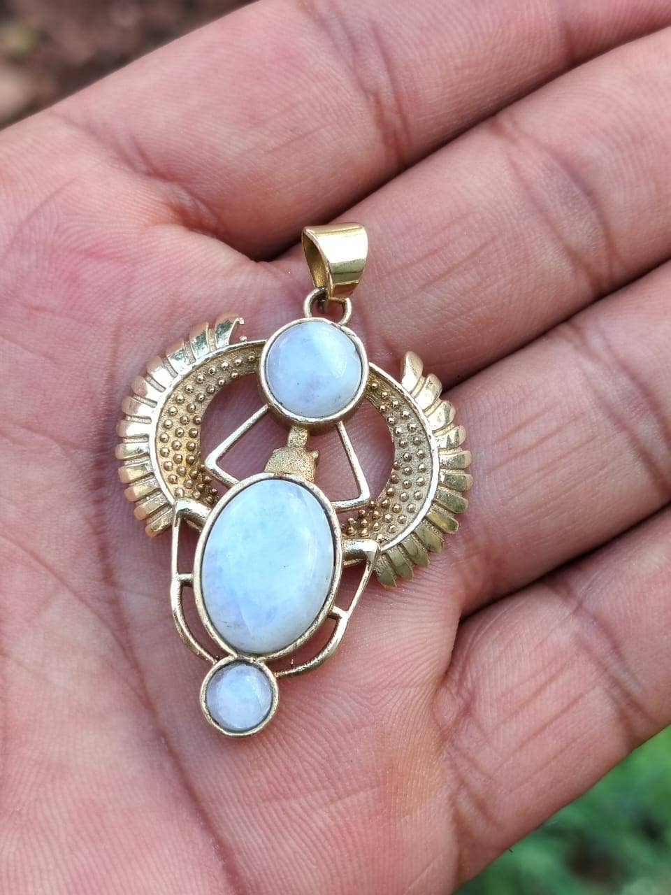 SILVER CAVE - Wholesale Individual Charm/Pendant - Beautiful Rainbow Moonstone Spider Design For Brass Pendant1