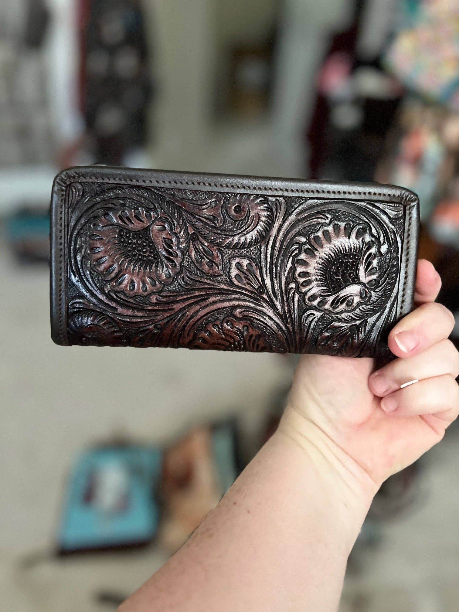 Cedar Hill Country Market - Wholesale Wallet - Women's - Western Genuine Hand Tooled Leather Wallet5