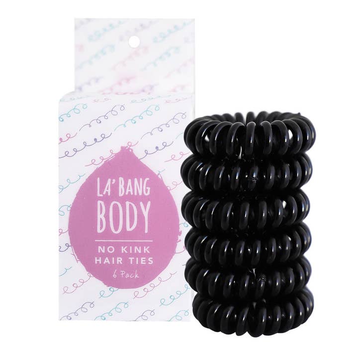 Nuovi elastici per capelli No Kink, neri, confezione da 6 per la vendita all'ingrosso da parte di La'Bang Body