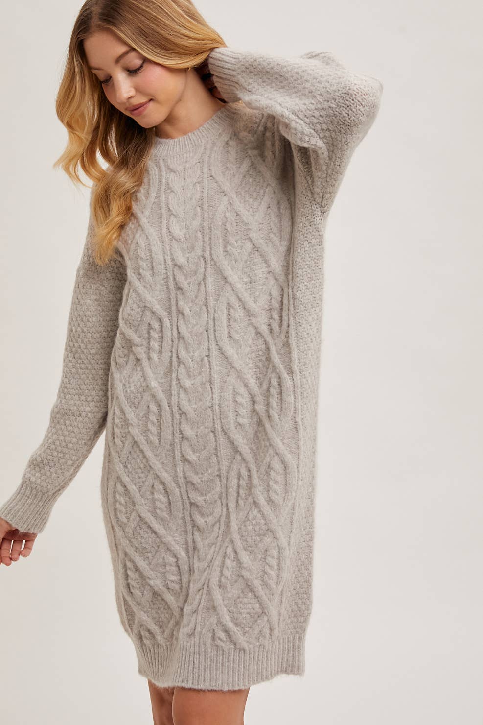 Bluivy - Wholesale Dress - Women's - CABLE KNIT SWEATER MIDI DRESS1
