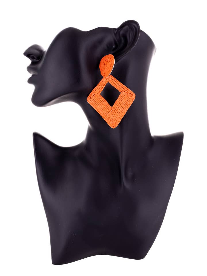 Gloria Earrings - Raffia, Straw, Handmade, Statement, Summer for wholesale by Rush Style