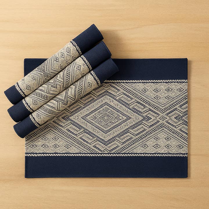 Fennco Styles - Wholesale Placemat - Woven Diamond Pattern Cotton Blend Placemat - 5 Colors 13
