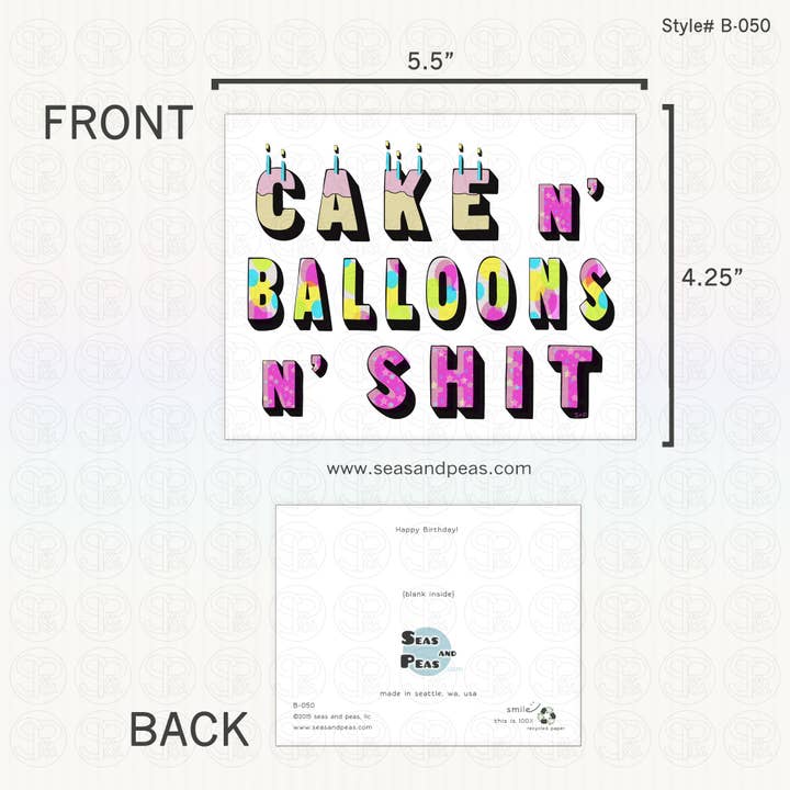 Seas and Peas, LLC - Wholesale Birthday Card - Cake N Sh*t Birthday Card - Mature3