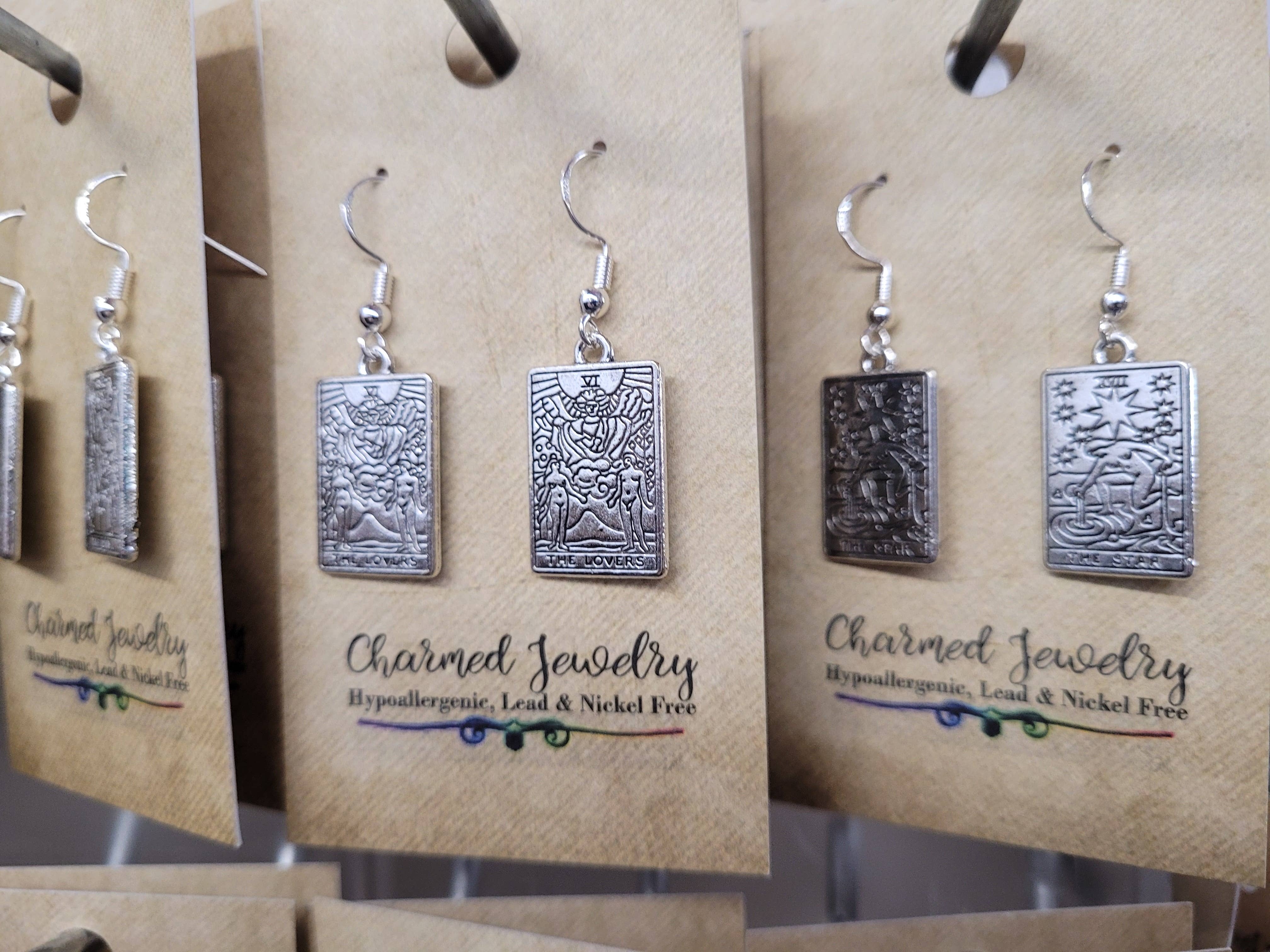 Con-Quest Crafts - Wholesale Dangle Earrings - Silver Tarot cards Earrings - Various card designs.18