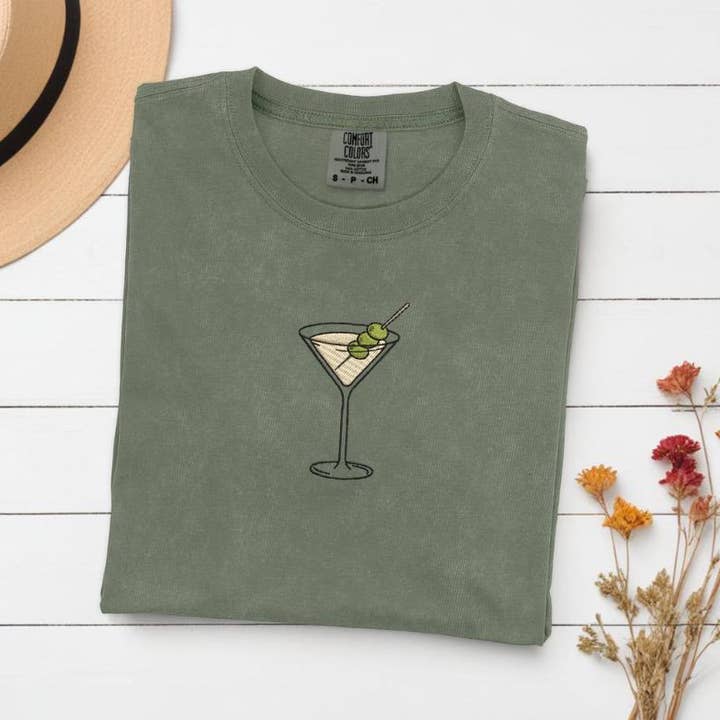 ART OF DOTS - Wholesale T-shirt – women's - Embroidered Martini Cocktail Shirt for Special Occasions1