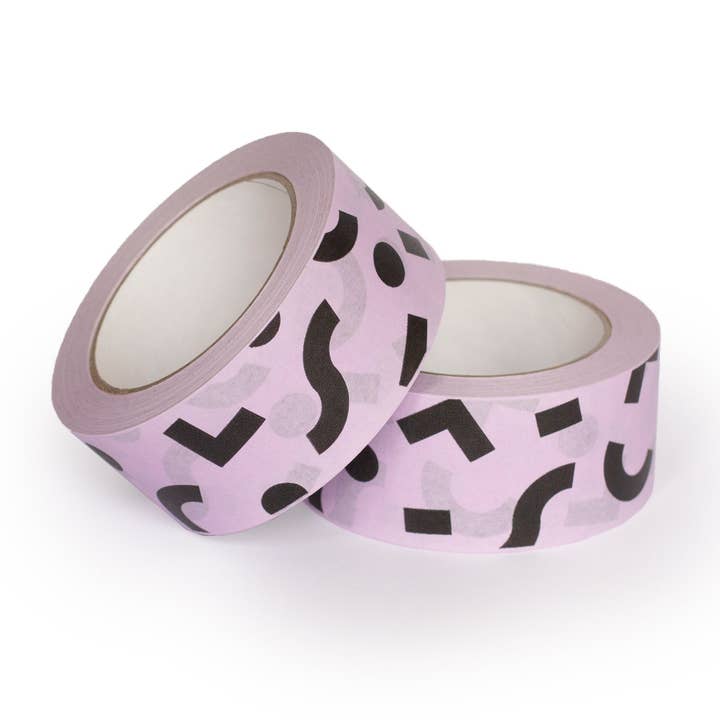 Packplan – wholesale Tape – Mauve tape and black shapes, Packaging tape3