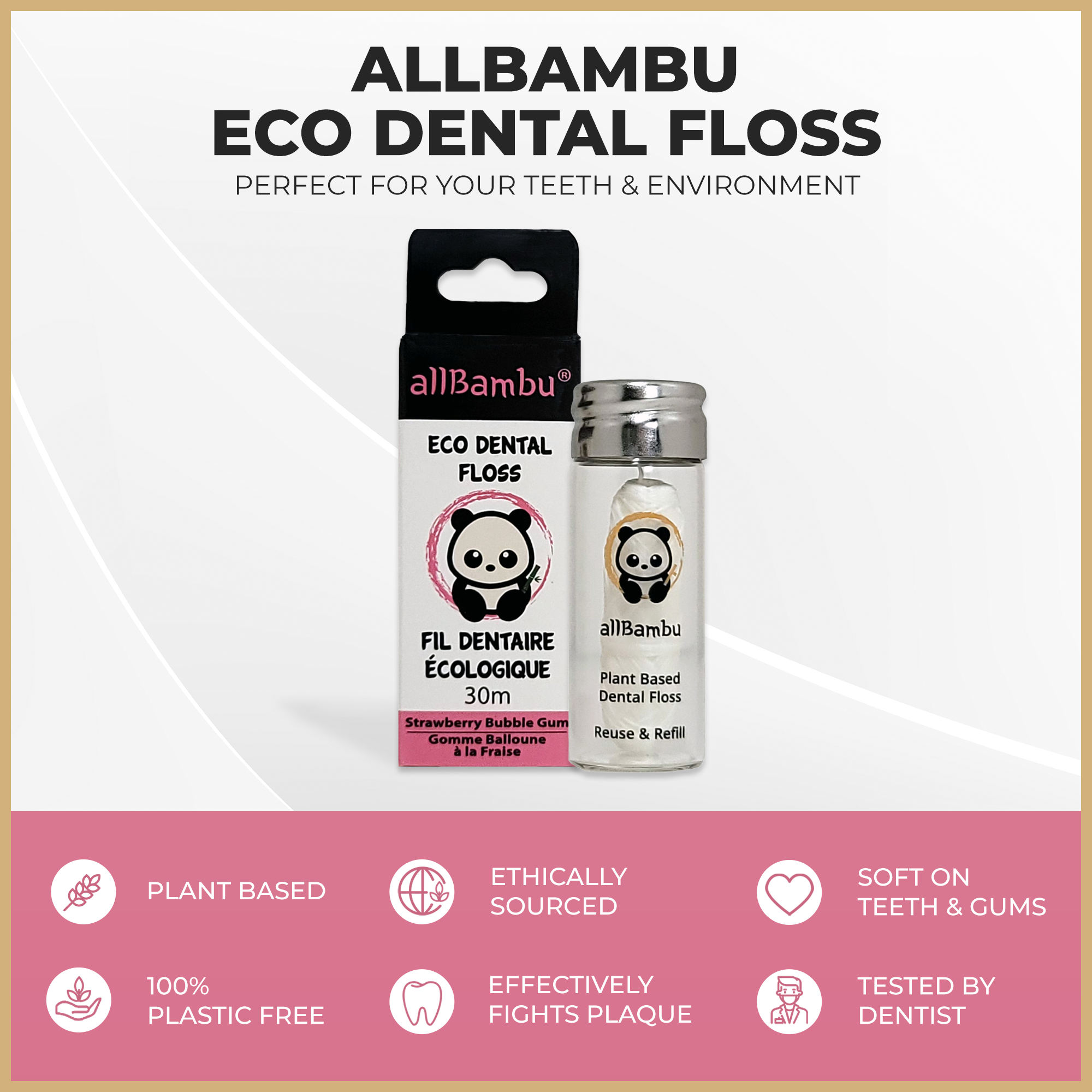 allBambu Inc - Wholesale Floss - Eco Dental Floss - Starwberry Bubblegum4