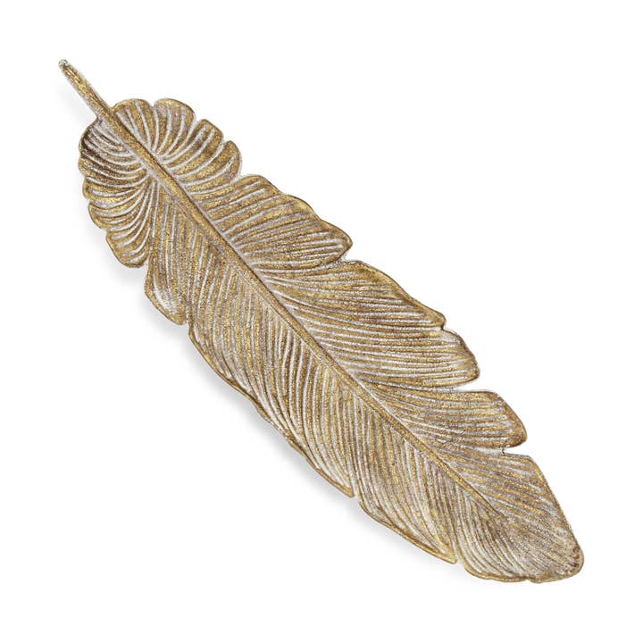 Eben Tischdeko mit Federn aus Gusseisen, goldfarben für den Großhandel von Cheungs Home Decor