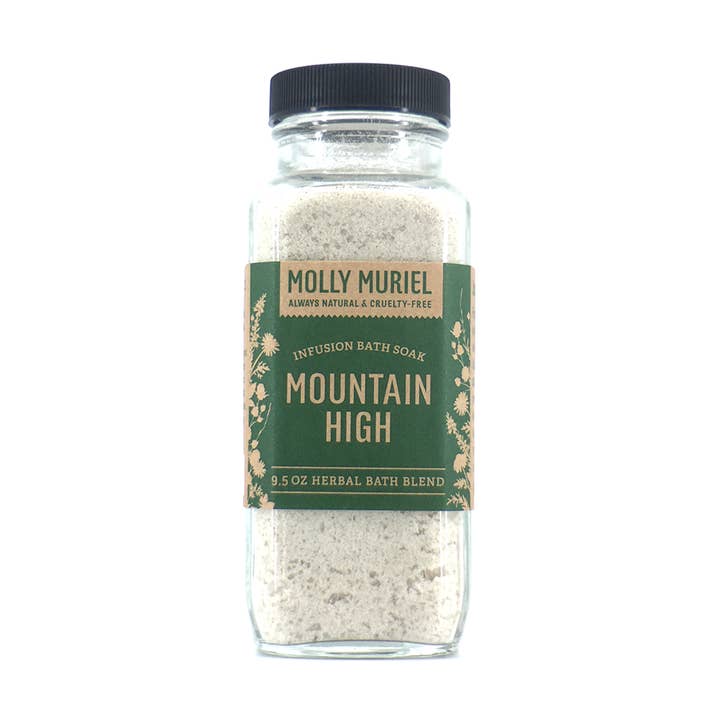 MOUNTAIN HIGH (INVIGORATING BLEND) BATH SOAK – 9.5OZ for wholesale by Molly Muriel Bath + Body