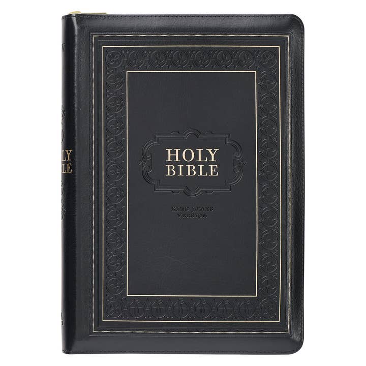 Christian Art Gifts - Wholesale Book - Adult - KJV Bible Giant Print Full-size Faux Leather, Black w/zipper