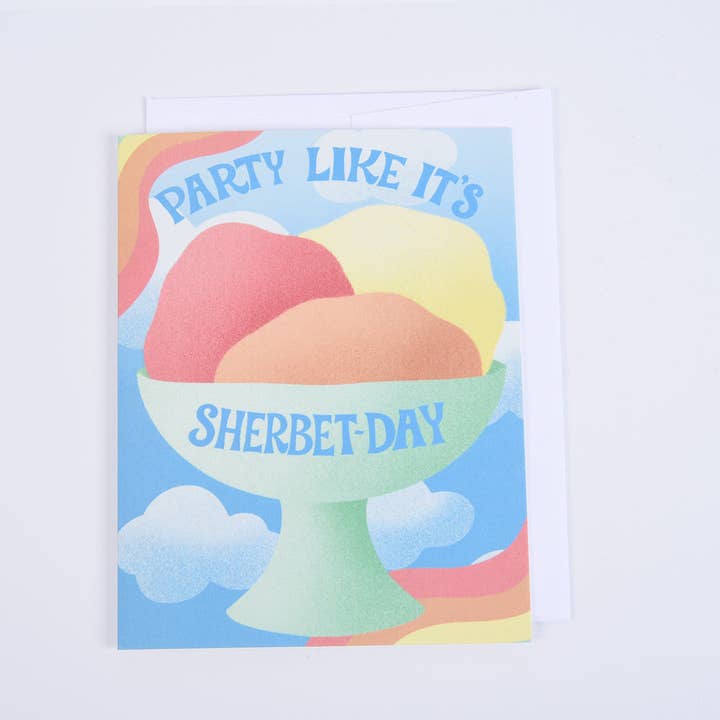 Sherbet Day Birthday Greeting Card for wholesale by Palindrome Art