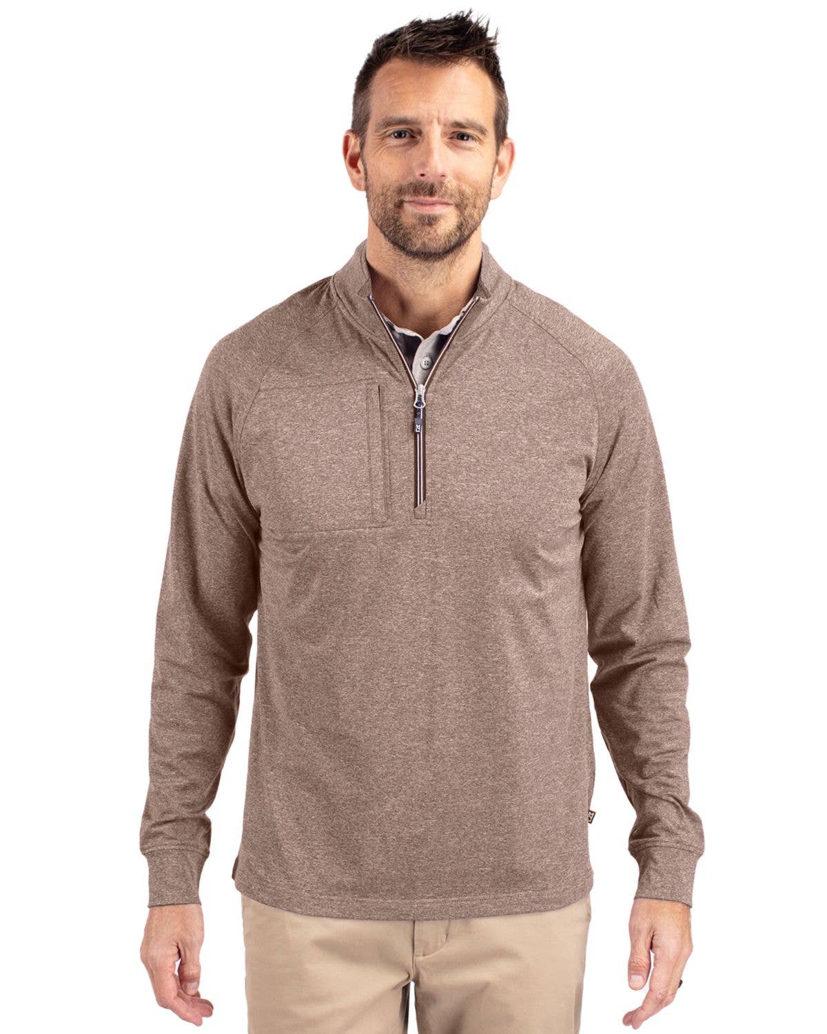Cutter & Buck - Wholesale Sweatshirt - Men's - Cutter & Buck Adapt Eco Knit Heather Mens 1/4 Zip Pullover18