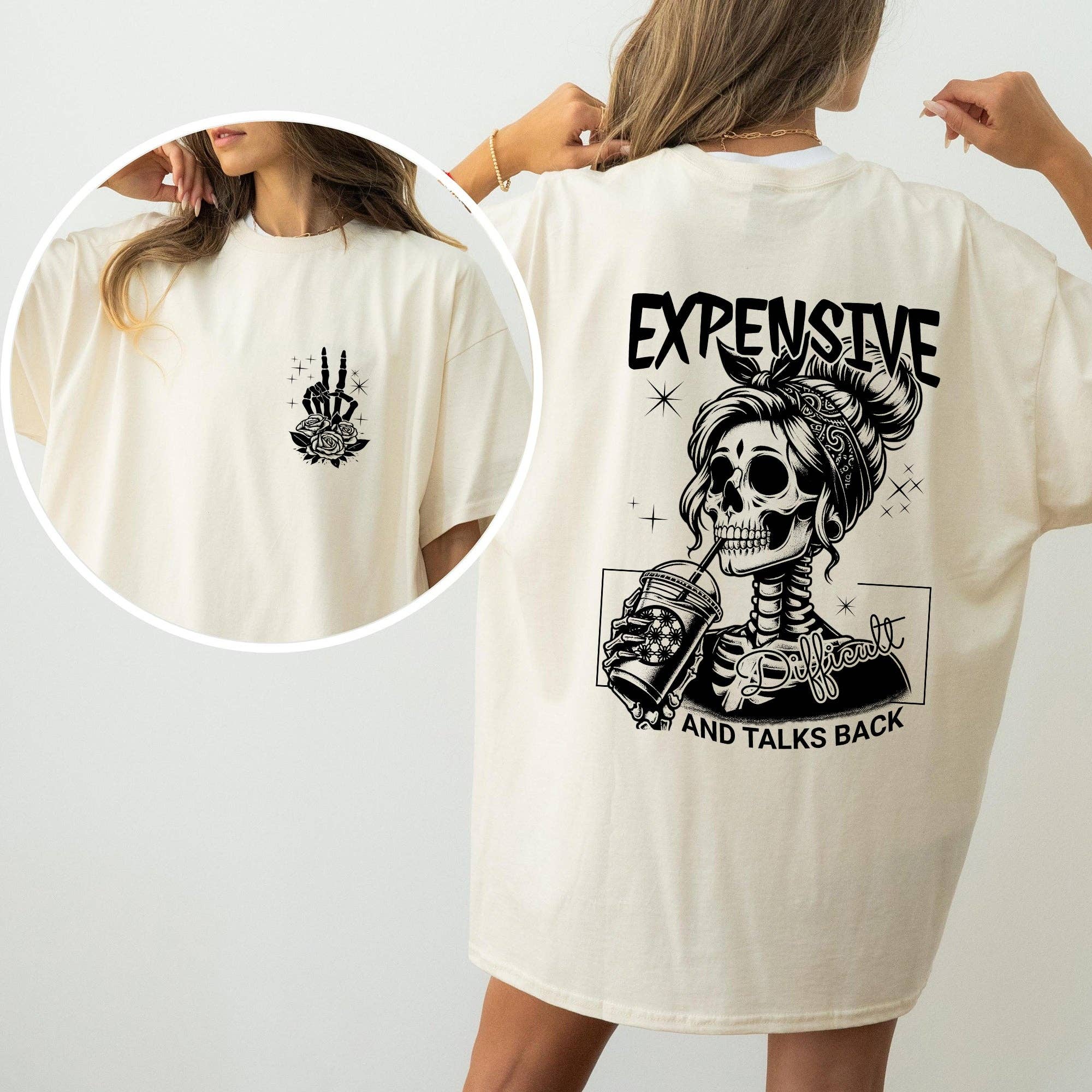 Refinery Number One LLC – Engroshandel Tunika - Dame – Dyrt, Svært, Taler tilbage, Vilde Kvinde, Mor, Skelet, Retro, Komfortfarvet T-shirt3