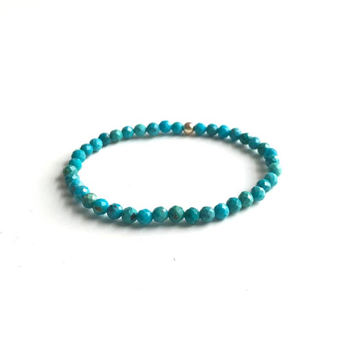 Brazalete de cuentas elásticas turquesas, piedra preciosa genuina de diciembre para venta al por mayor de Storytime Art Studio
