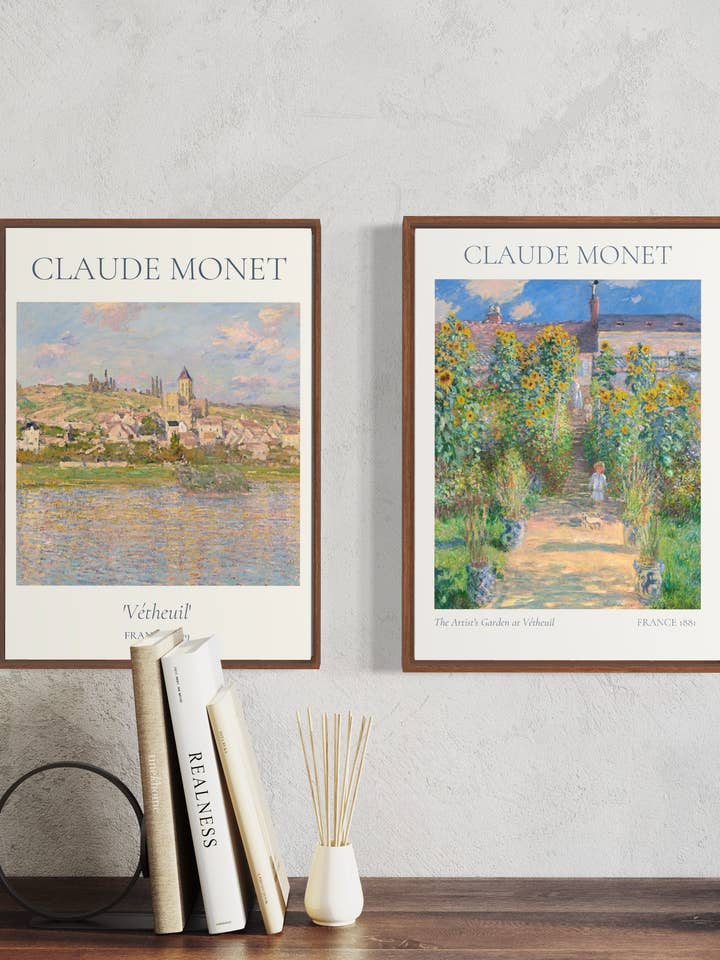 CLAUDE MONET - 'Sæt med to landskabsmalerier', 1881 A4, A3, A2 vægkunst. Vintage væg kunsttryk. Mors Dag gave. Cottagecore. Museet. for engroshandel hos Gabrielle Dalsan