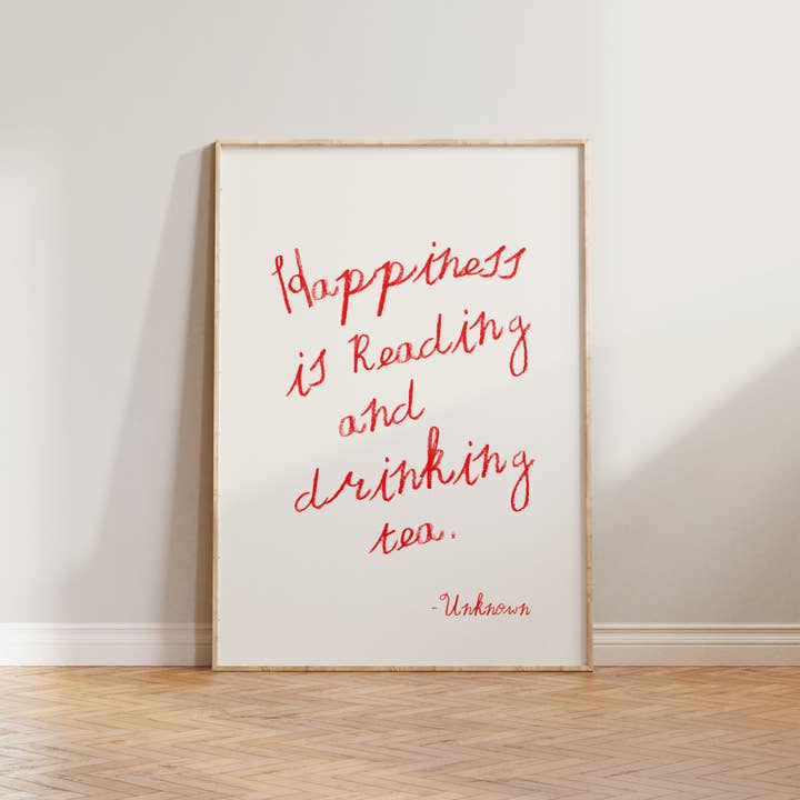 Happiness Is Reading & Drinking Tea Print for wholesale by Lune Club