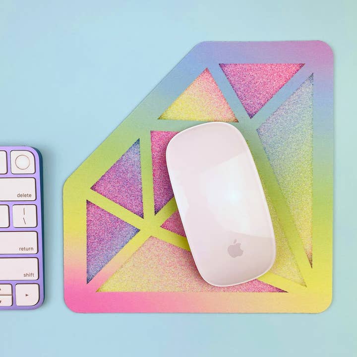 Tapis de souris diamant arc-en-ciel pastel pour la vente par Shine Sticker Studio