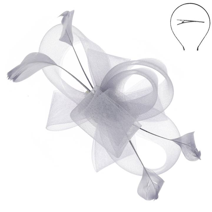 SP Sophia Collection - Wholesale Fascinator Hat - Women's - Large Organza Bow w/ Feathers Fascinator Headband