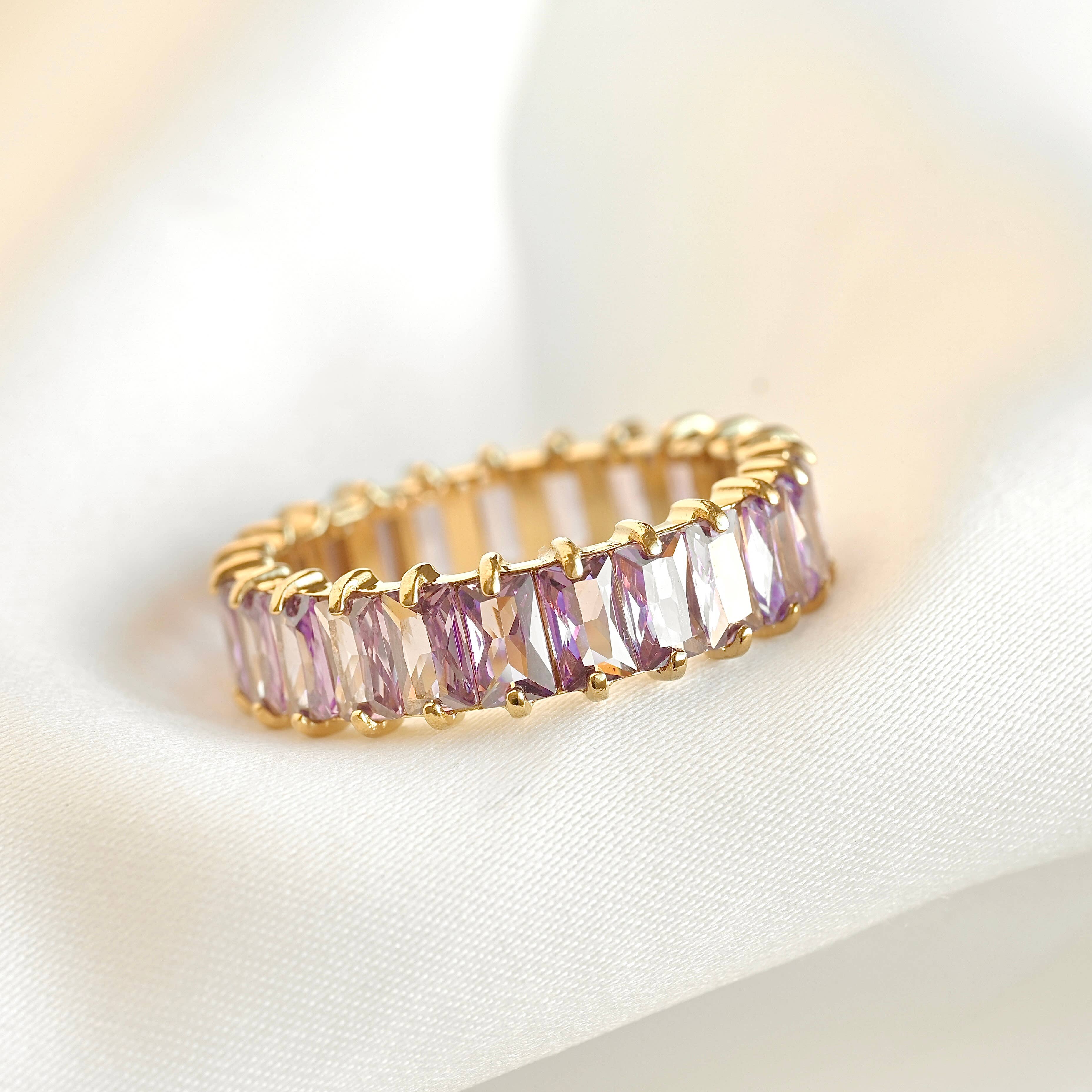 Blueyejewelry – Engroshandel Ring med sten – Bred baguette-skåret diamantring med CZ26