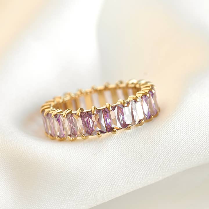 Blueyejewelry – Engroshandel Ring med sten – Bred baguette-skåret diamantring med CZ26