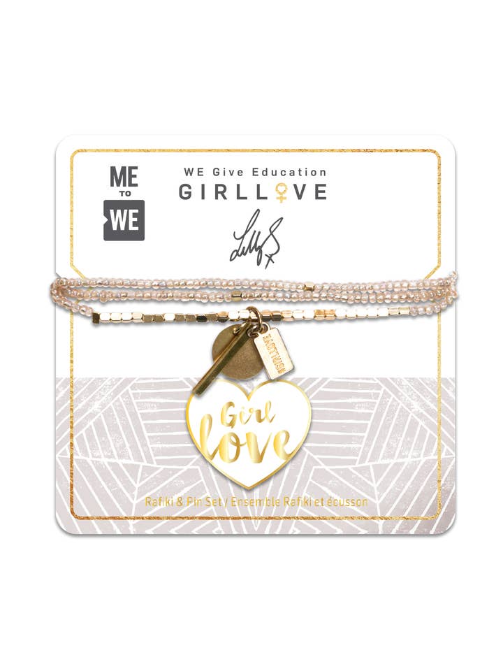 Ensemble bracelet Rafiki Lilly Singh #GirlLove avec épingles pour la vente par ME to WE