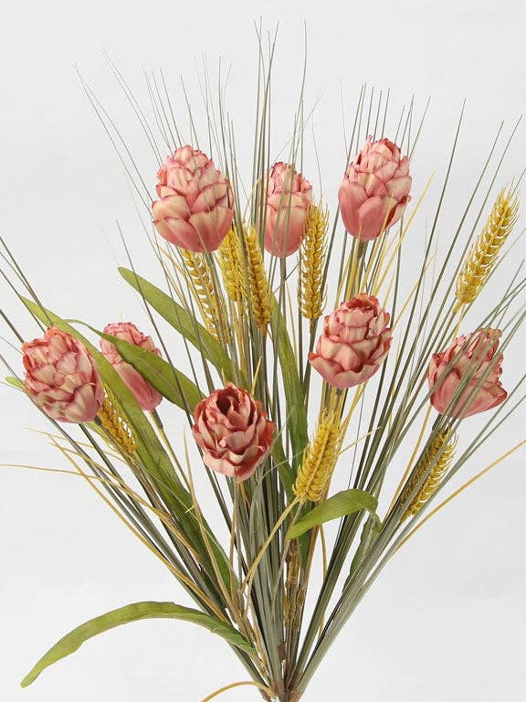 24" CALATHEA AND WHEAT MIX BUSH X16 - GPB24409 -BLUSH for wholesale by General Wholesale Inc
