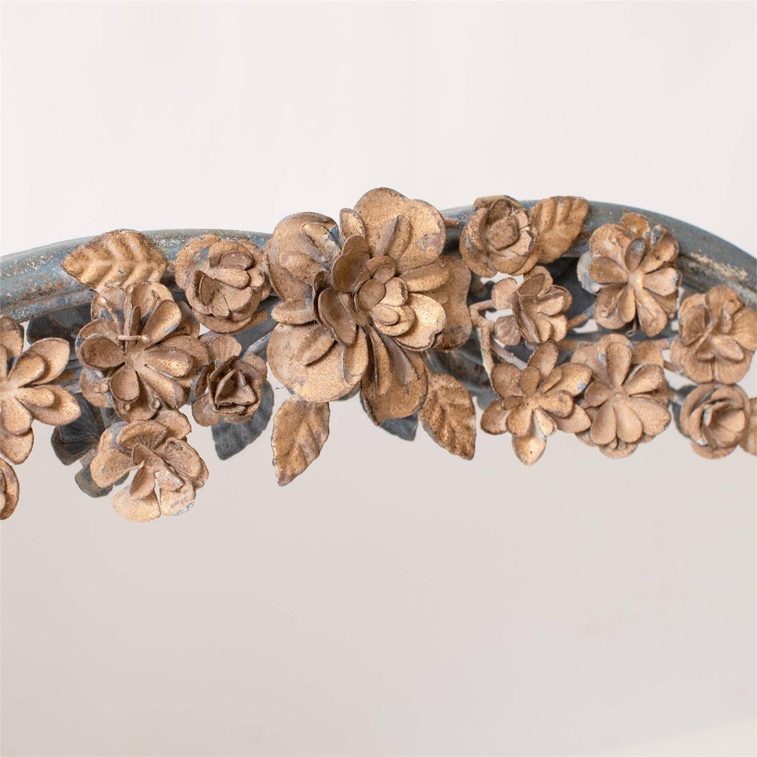 Audrey's Home & Gift – wholesale Väggspegel – Vintage spegel med blommönster och blå ram (PC)2