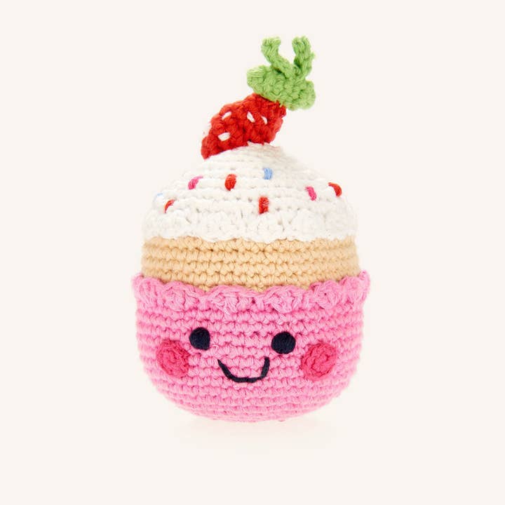 Hochet alimentaire Pretend Play - Cupcake aux fraises pour la vente par PebbleChild USA