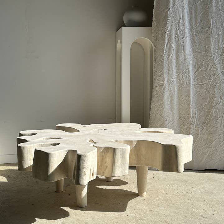 Office Objets - Wholesale Coffee Table - Very large coffee table in bleached mango wood with organic top D:140cm8