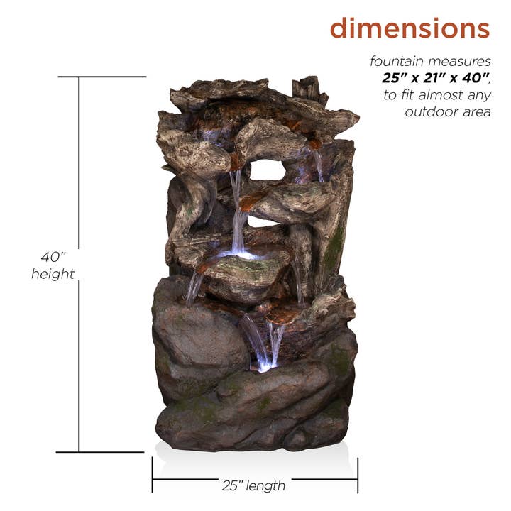 Alpine Corporation - Wholesale Outdoor Ornament/Decor - Alpine Corporation 6-Tiered Rainforest Waterfall Fountain wi