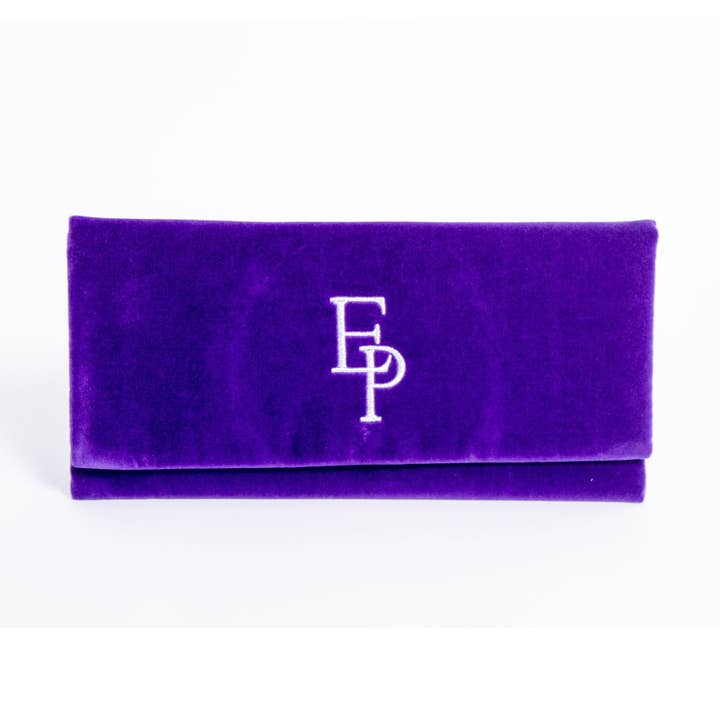 Clutch Monte Carlo em veludo roxo por atacado de SAC & BAGS