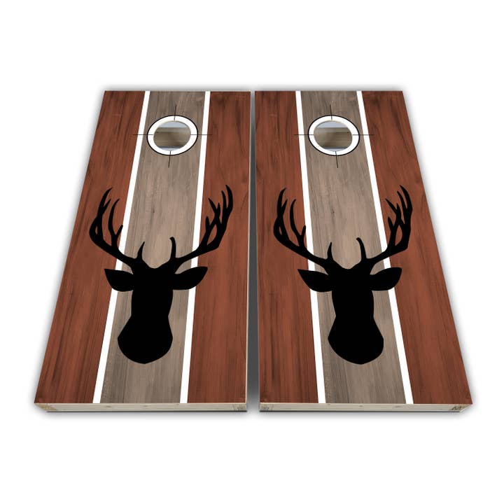 Envolturas de cornhole de madera con silueta de ciervo, envolturas de cornhole, pieles de cornhole, envoltura de vinilo, juego laminado para venta al por mayor de Cornhole Stop, LLC