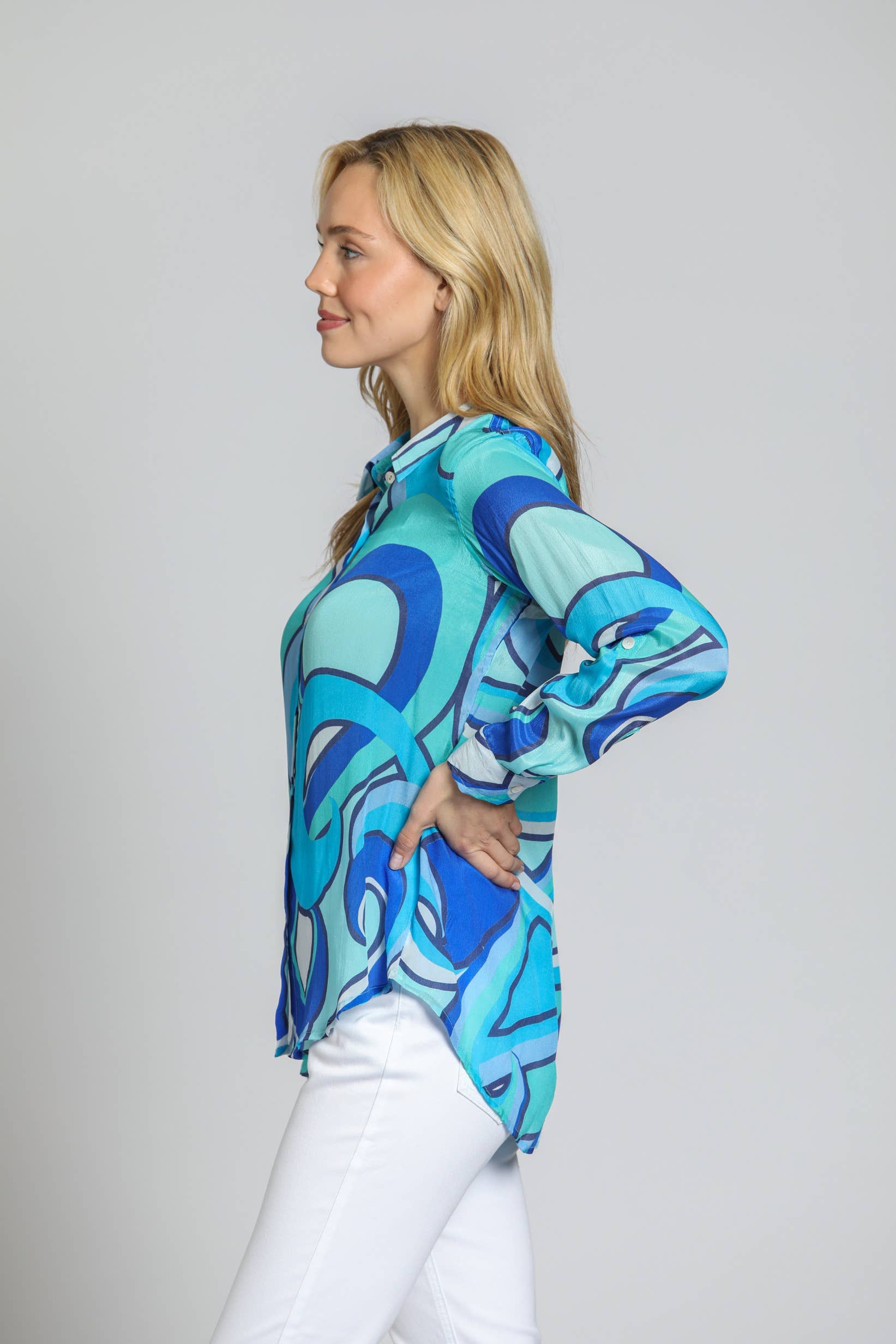 Multi Color Button-up With Roll-up Sleeve  for wholesale on Faire2