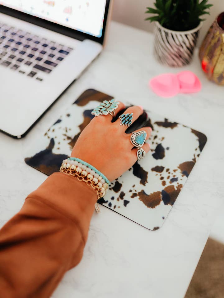 Brown Cowhide Mouse Pad for wholesale by The Front Porch Label