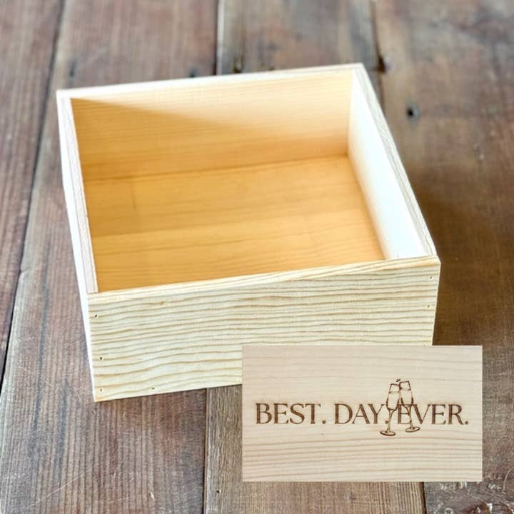 The Sapling Wood Box (open) "BEST DAY EVER" for wholesale by Mill 54